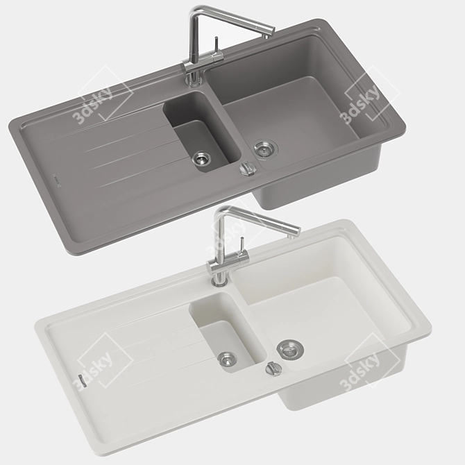 Quartz Composite Sink & L-Shaped Faucet 3D model image 3