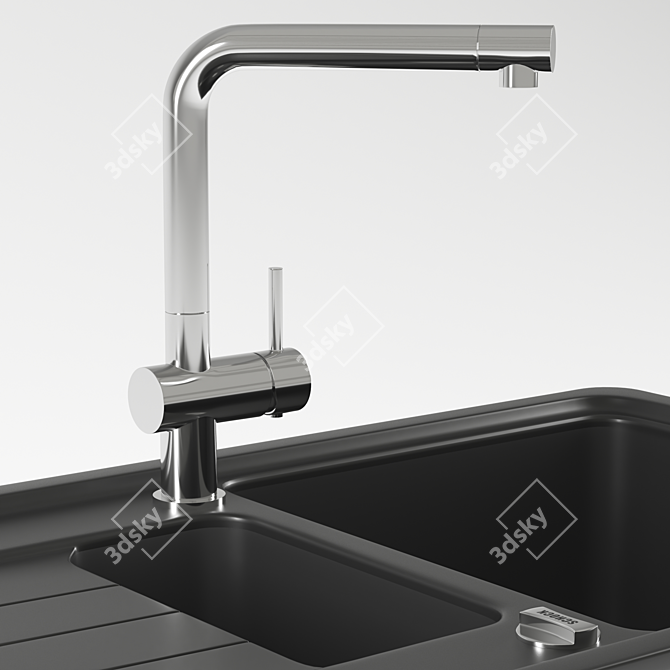 Quartz Composite Sink & L-Shaped Faucet 3D model image 5