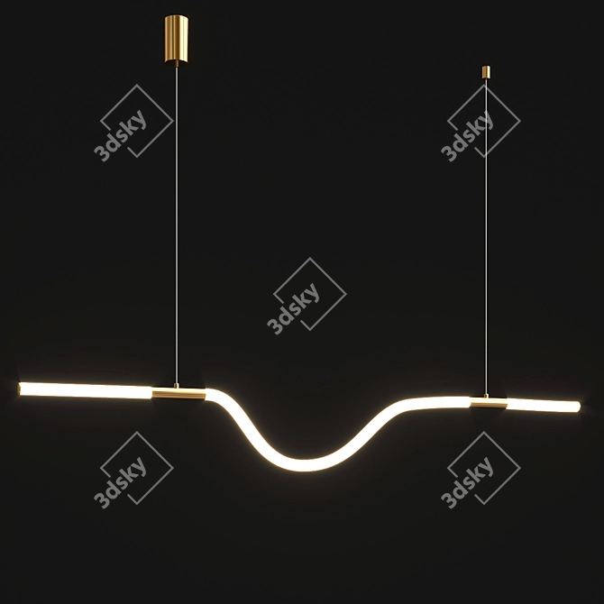 Sleek Zigzag LED Chandelier 3D model image 4