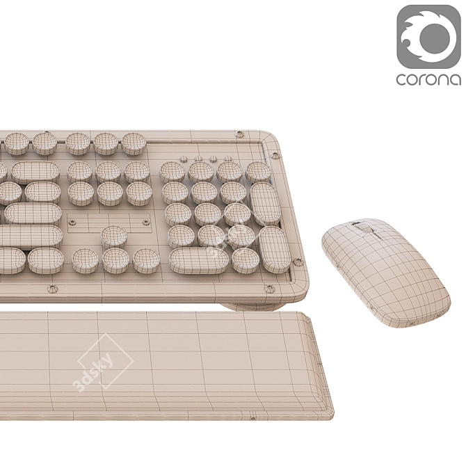 Vintage Inspired AZIO Retro Keyboard Set 3D model image 4