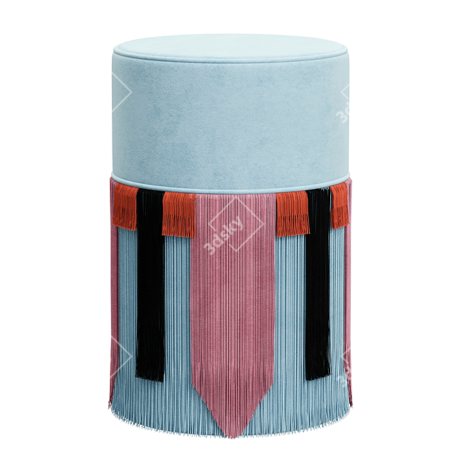 Geometric Fringe Blue Pouf: Lorenza Bozzoli Design 3D model image 1