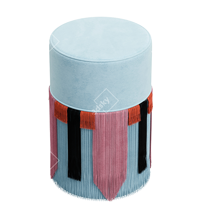 Geometric Fringe Blue Pouf: Lorenza Bozzoli Design 3D model image 3