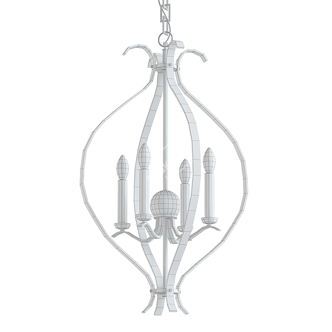 Elegant Evelyn Natural Brass Pendant 3D model image 2