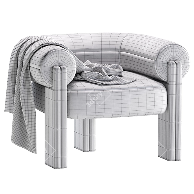 Luxurious Sevigne Armchair: Velvet & Leather 3D model image 7