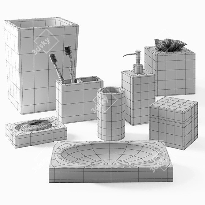 Luxury Black Bath Accessories Set 3D model image 7