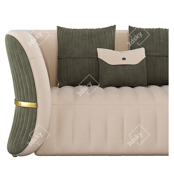 Green Velvet 3-Seater Sofa 3D model image 4