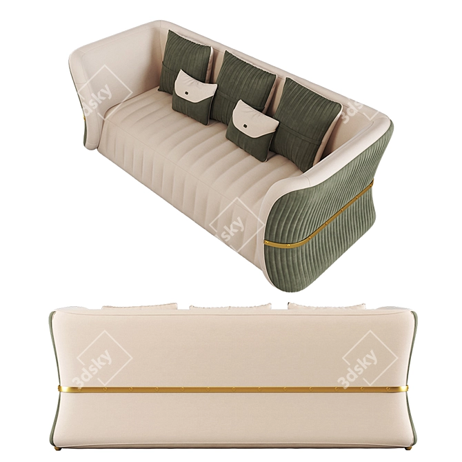 Green Velvet 3-Seater Sofa 3D model image 6