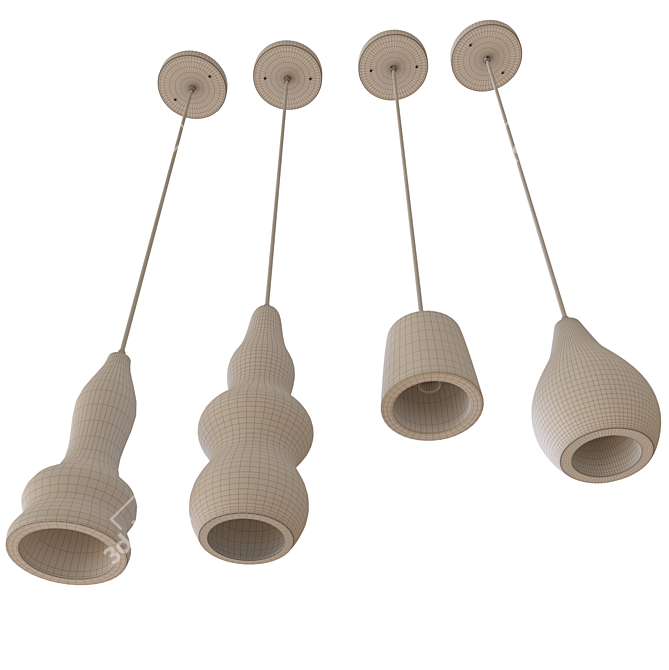 Wooden Pendant Lamp 3D model image 6
