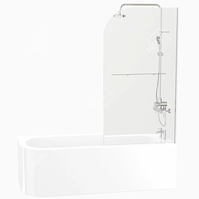 Sleek Jersey Shaped Right Hand Bath 3D model image 1