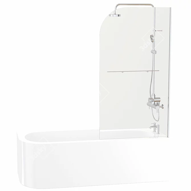 Sleek Jersey Shaped Right Hand Bath 3D model image 4