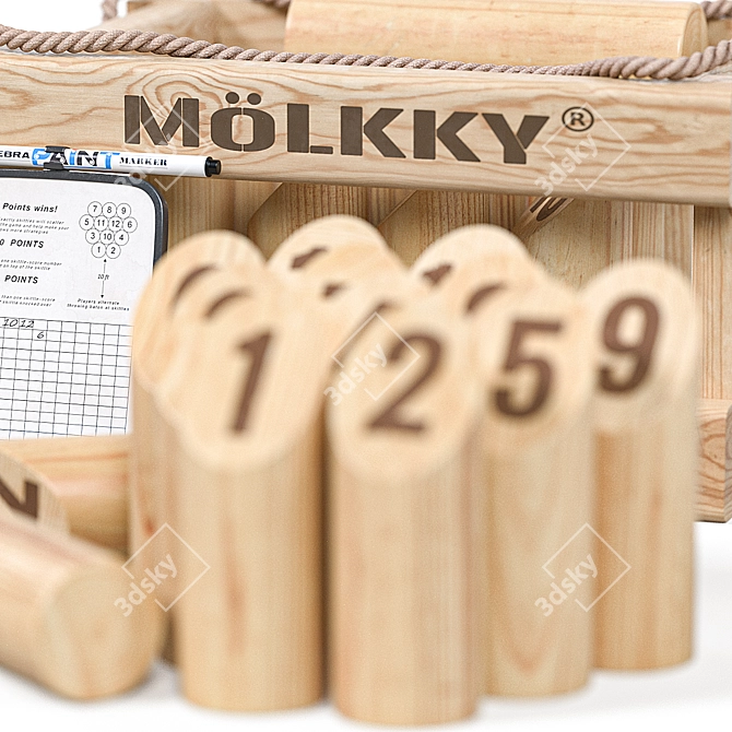 Title: Finnish Molkky Game Set 3D model image 4