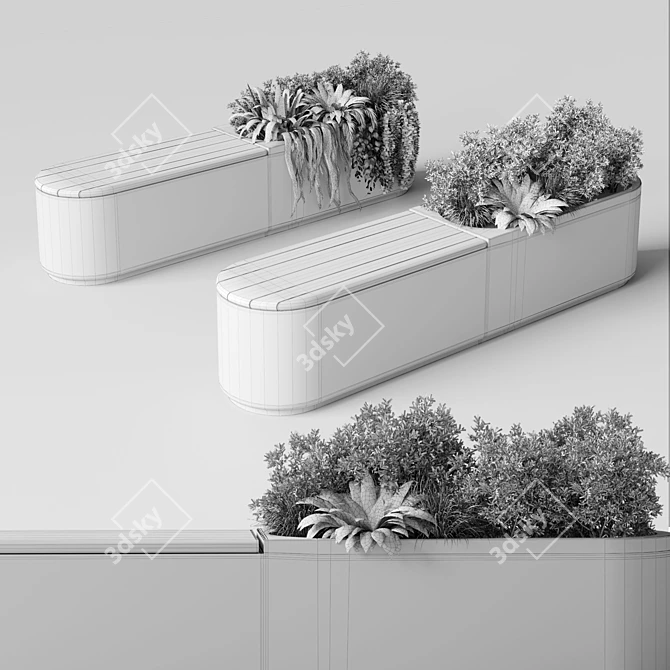 Green Oasis Bench: Deco Street Furniture 3D model image 4