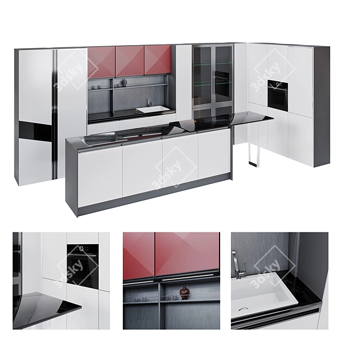 ARIA Kitchen Set: Elegant Customization 3D model image 1