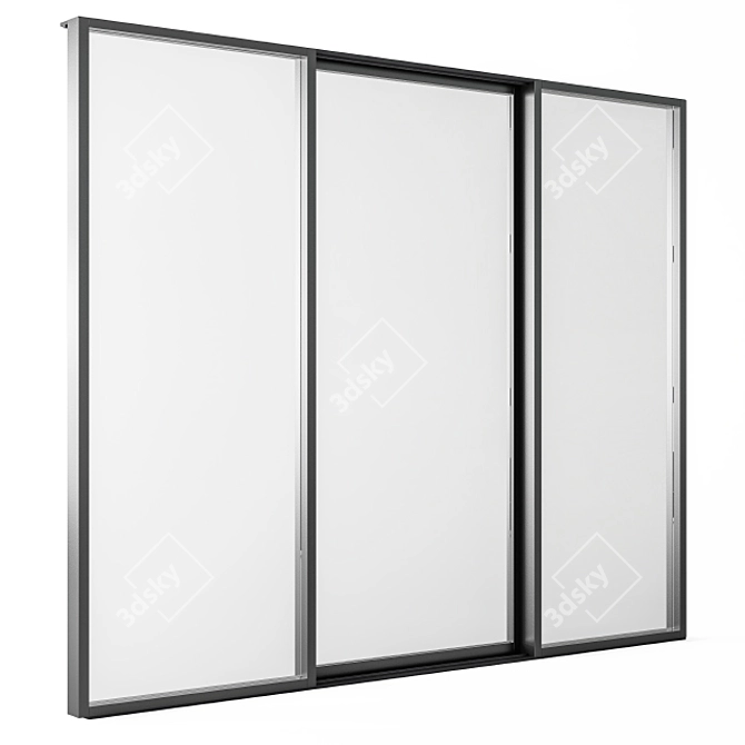 Sleek Black Metal Sliding Window 3D model image 1