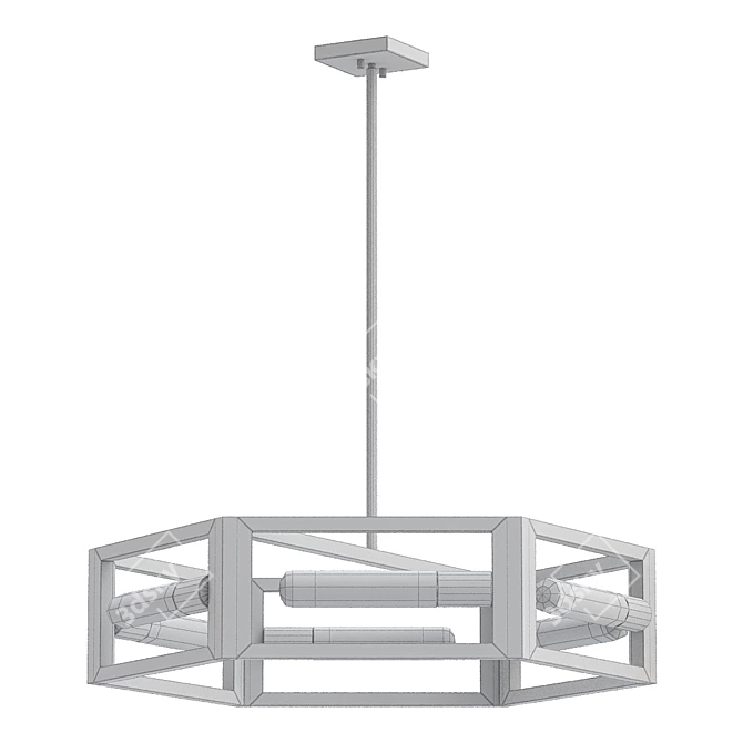 Modern Matte Black Chandelier: Urban Oasis 3D model image 3