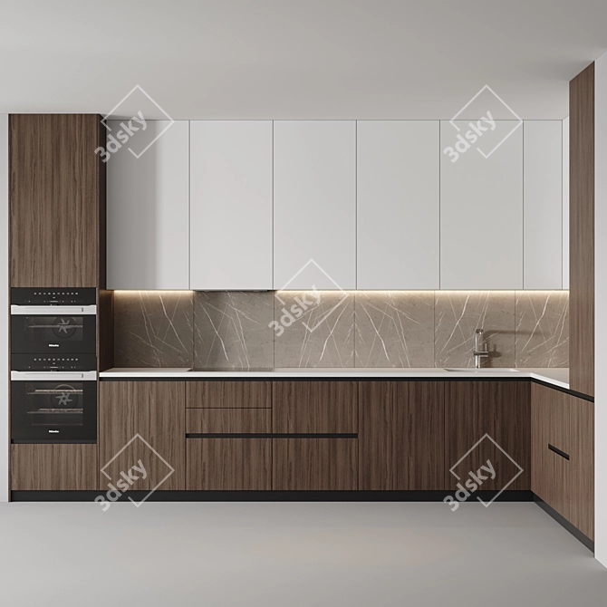 Sleek Modern Kitchen Design 3D model image 2