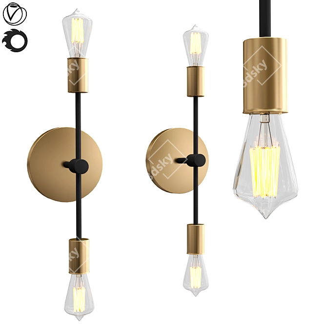 Modern Mobile 2-Light Sconce 3D model image 1