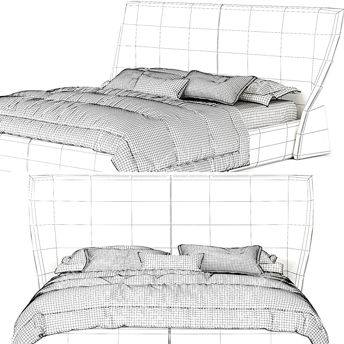 Elegant Giorgetti ALTEA Double Bed 3D model image 4