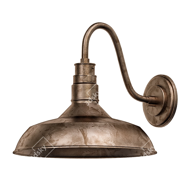 Vintage Rusty Barn Sconce: 74867-22 3D model image 1