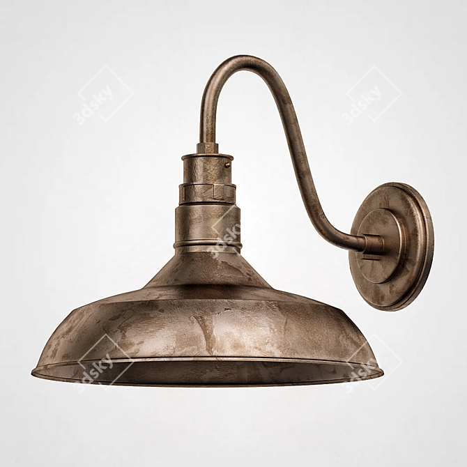 Vintage Rusty Barn Sconce: 74867-22 3D model image 2