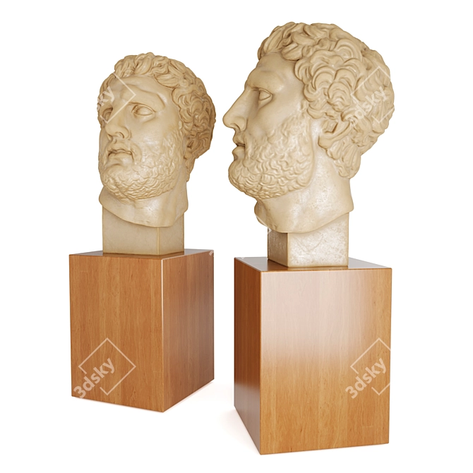 Marble Greek Head Sculpture 3D model image 2