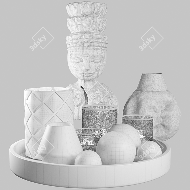 Exotic Charm: Ethnic Candle & Vase Set 3D model image 2