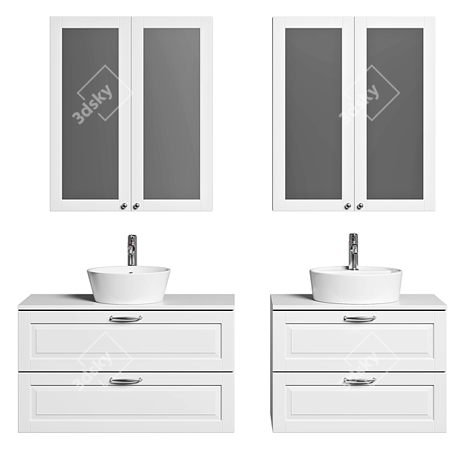 Stylish GODMORGON Cupboard & Mirror: Organize and Reflect 3D model image 2