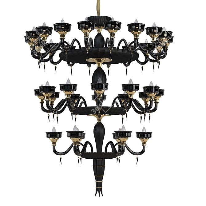 Sicilian Murano Glass Chandelier 3D model image 2