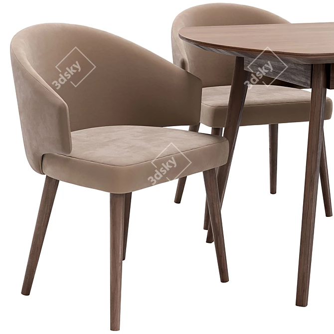 Elegant Alisia Dining Chair and Atlas Table Set 3D model image 4