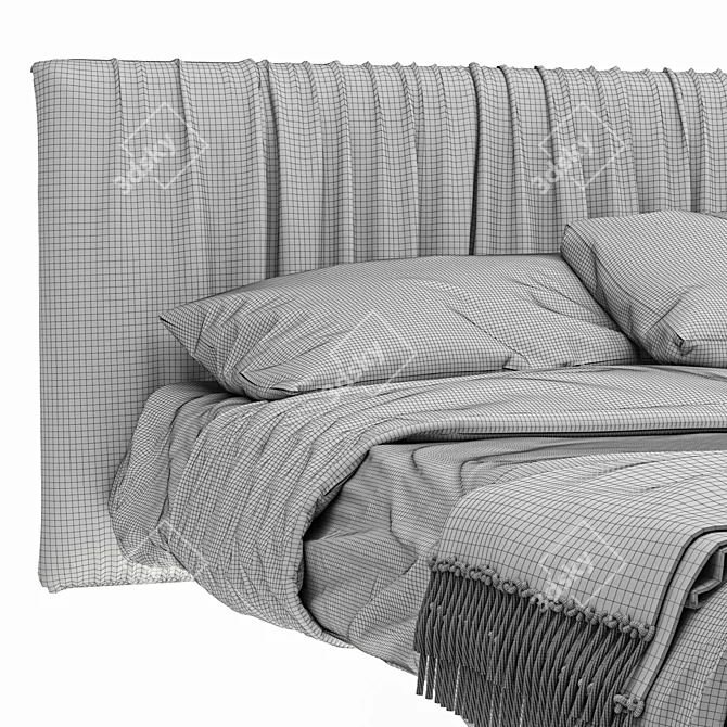 Floating Double Bed with UV Mapped Design 3D model image 7