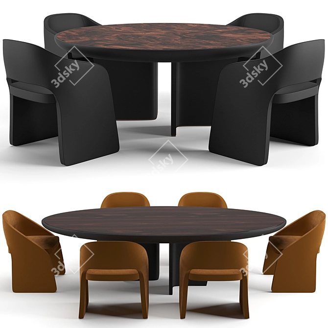 Trussardi Casa Dinning Set: Liubis Armchair & Madeley Table 3D model image 1