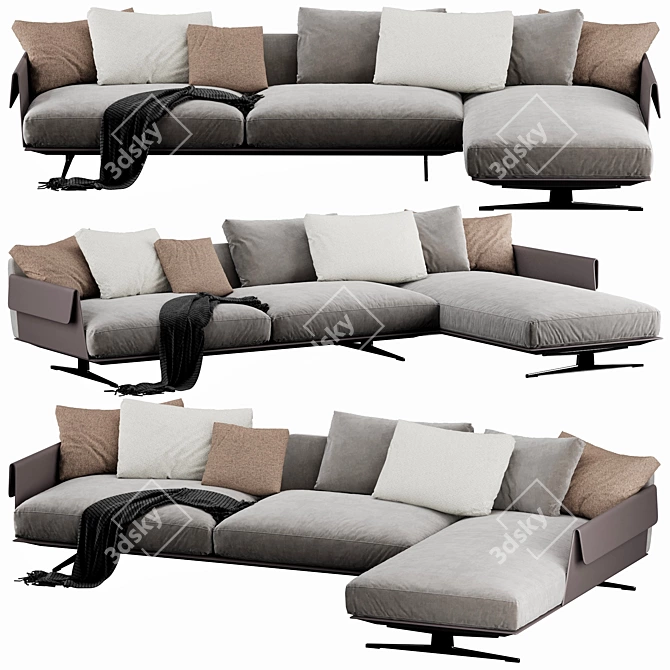 Modern Flexform Bretton Sectional - Luxury Comfort for Your Living Room 3D model image 5