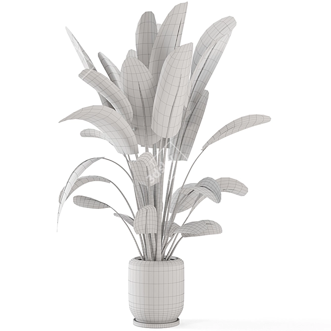 Rustic Indoor Plant Set - Concrete Pot 3D model image 7