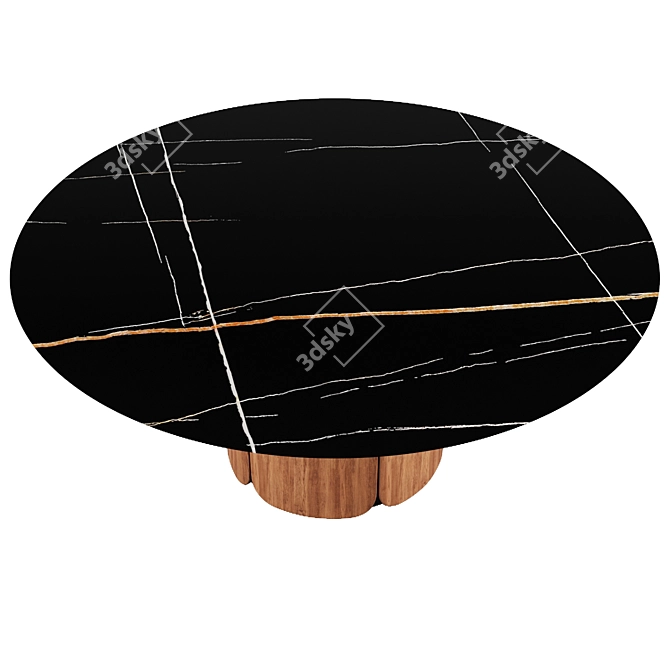 Elegant Bloom: Wood & Marble 3D model image 4