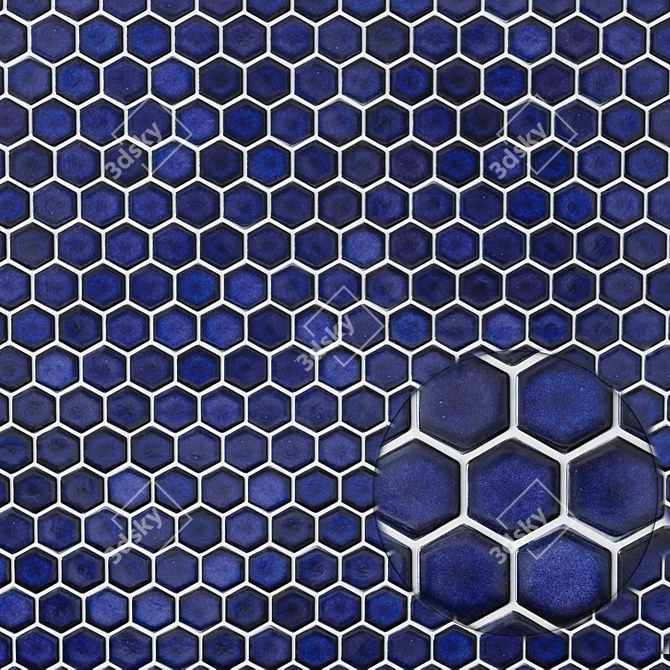 Tribeca Hexagonal Porcelain Mosaic 3D model image 1