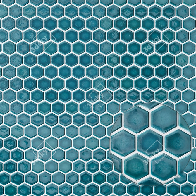 Tribeca Hexagonal Porcelain Mosaic 3D model image 3