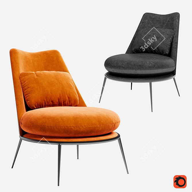 Elegant Cantori Aurora Armchair 3D model image 4