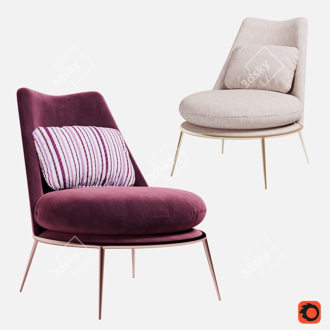 Elegant Cantori Aurora Armchair 3D model image 5