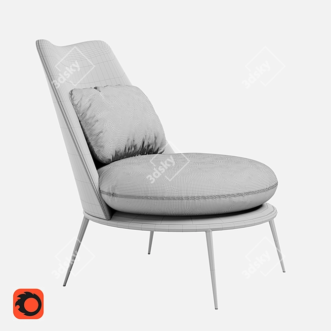 Elegant Cantori Aurora Armchair 3D model image 7