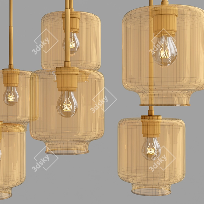 Ethereal Glass Pebble Chandelier 3D model image 2