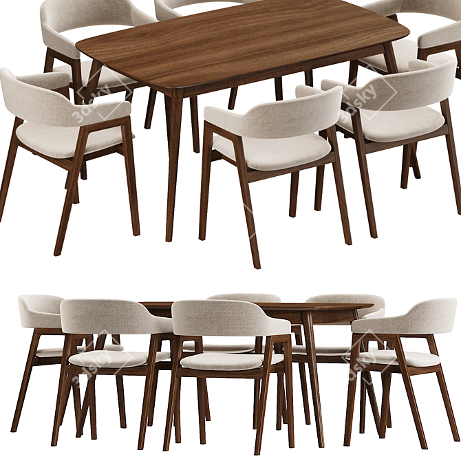 Sleek Savis Dining Table 3D model image 1