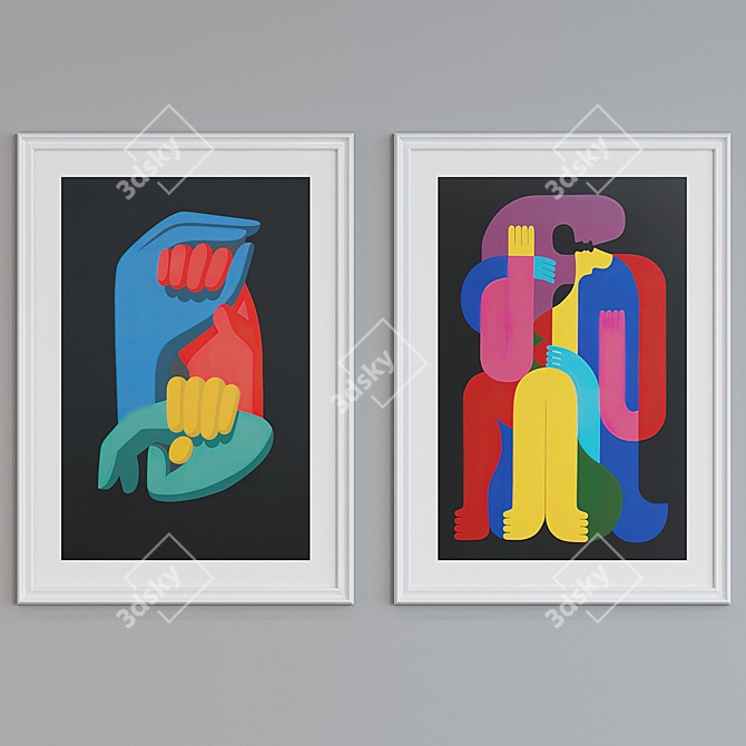 Modern Abstract Picture Frame Set 3D model image 2
