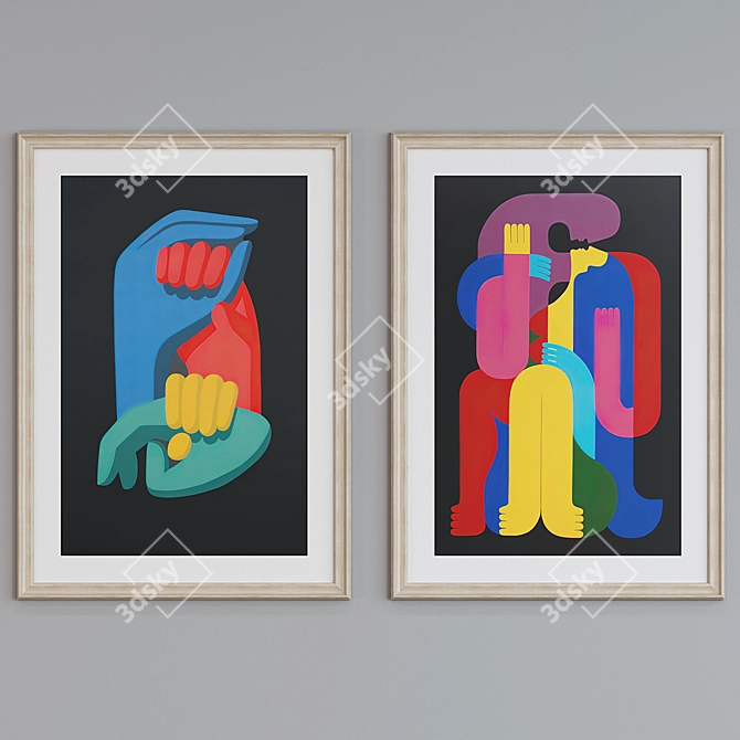 Modern Abstract Picture Frame Set 3D model image 5