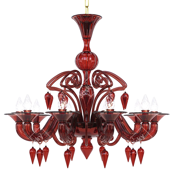 Elegant Murano Glass Chandelier 3D model image 1