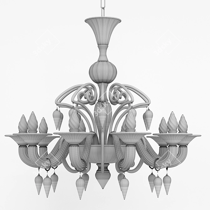 Elegant Murano Glass Chandelier 3D model image 3