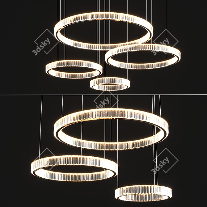 Contemporary Crystal Chandelier Set 3D model image 1