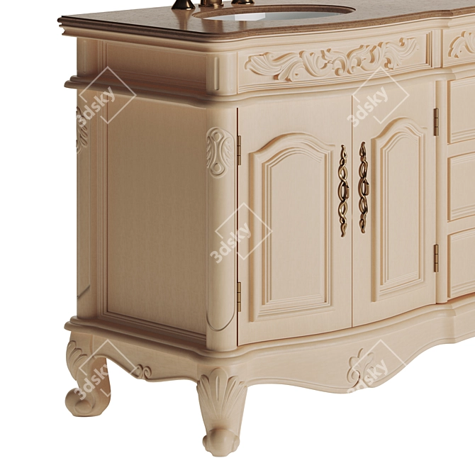 Svetlana 72" Double Sink Vanity: Antique White Elegance 3D model image 3