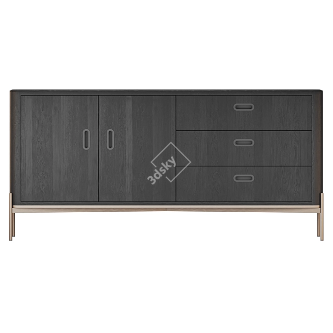 Grotto Cabinet: Exquisite Solid Wood Storage 3D model image 2