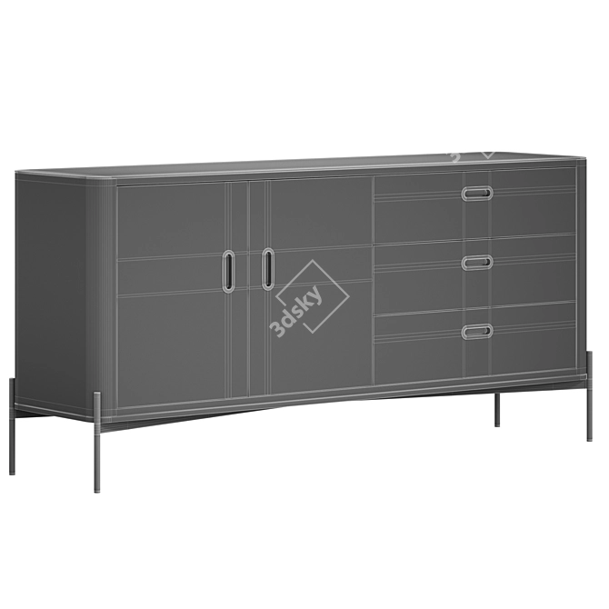 Grotto Cabinet: Exquisite Solid Wood Storage 3D model image 5