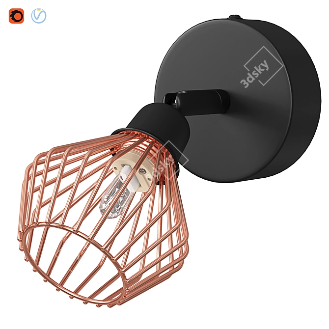 Copper Volga Metal Wall Light 3D model image 1